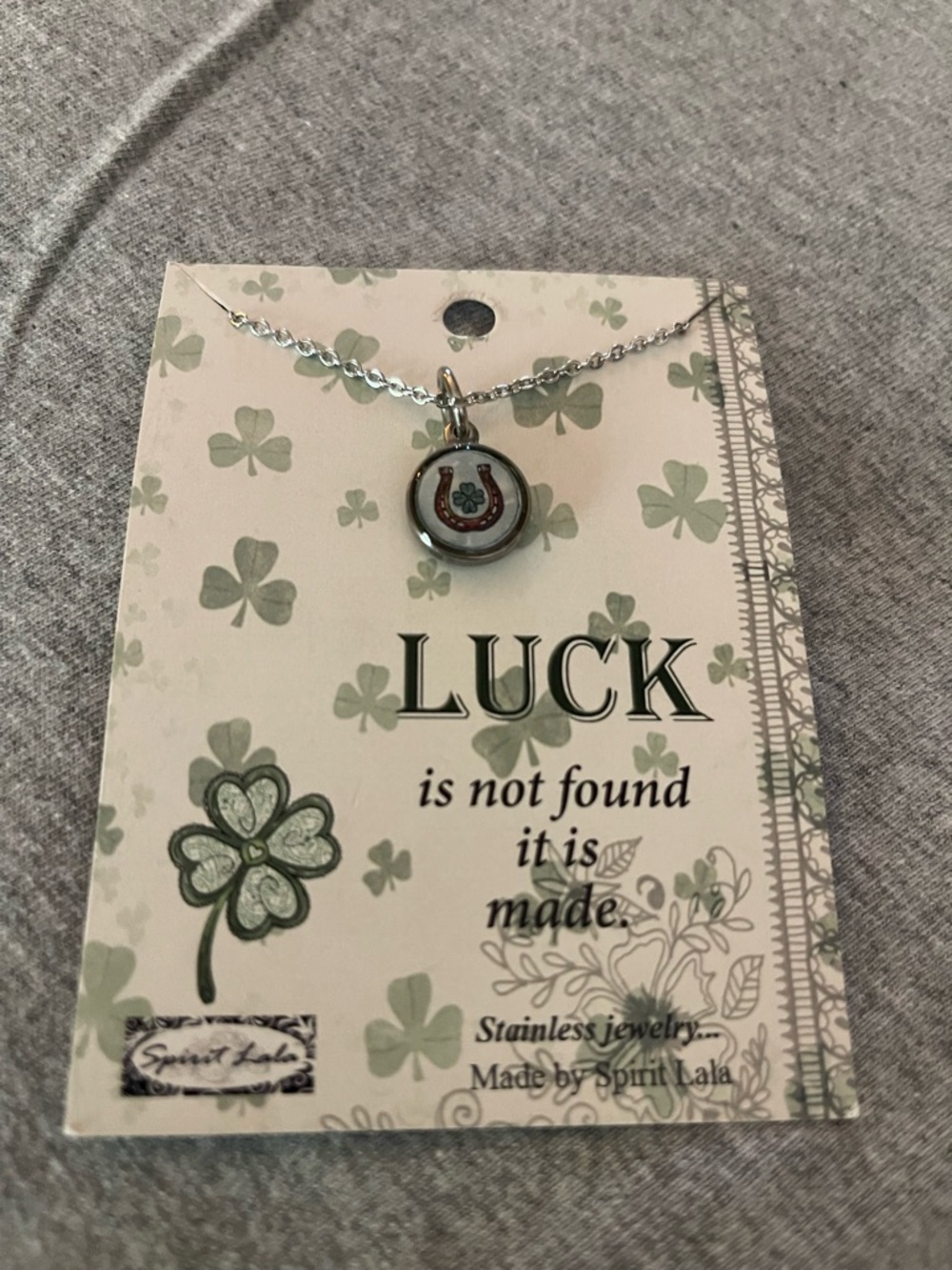Spirit Silver Necklace with Red and Black Horseshoe Accent